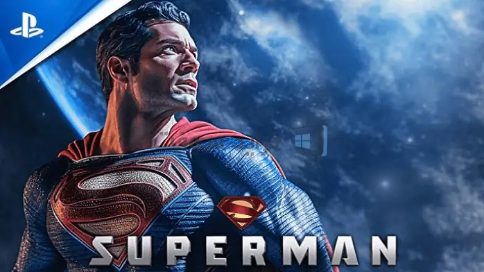 صورة نابضة بالحياة للعبة فيديو ذات طابع سوبرمان تظهر البطل الخارق الشهير أثناء العمل على خلفية المدينة.