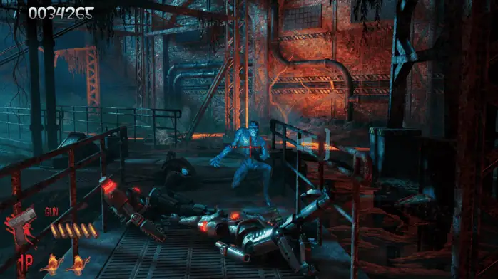 منزل مسكون مخيف مع إضاءة غريبة وشخصيات شبحية، يقع في مواجهة سماء مظلمة ومشؤومة لـ Horror House 2025.