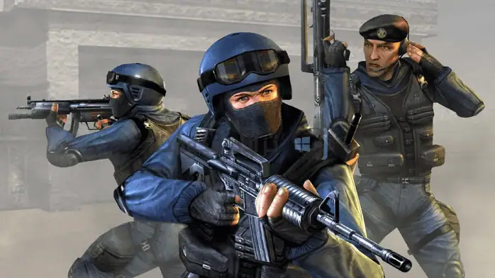 صورة ترويجية للعبة Counter Strike 2025 تتميز بلعب مكثف ورسومات مستقبلية.