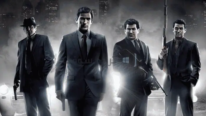 فن الغلاف للعبة Mafia 3 للكمبيوتر الشخصي يظهر أفق المدينة وشخصية مركزية تحمل مسدسًا، في إطار موضوع الستينيات.