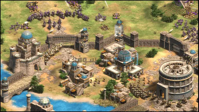 فن الغلاف للعبة Age of Empires 2 2025 يضم محاربين وقلاع من العصور الوسطى في مشهد حيوي وديناميكي.
