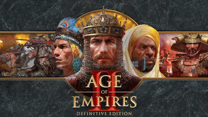لقطة شاشة للعبة Age of Empires 2، والتي تتميز بالجيوش التي تعود إلى العصور الوسطى وخريطة مفصلة بالمباني والموارد.