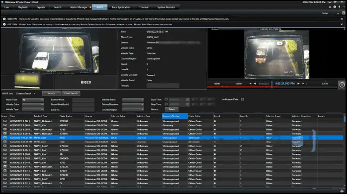 لقطة شاشة لبرنامج Hikvision على جهاز الكمبيوتر، تعرض خيارات لمراقبة كاميرات المراقبة والتحكم فيها.