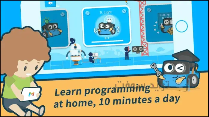 تطبيق Mblock مفتوح على جهاز كمبيوتر، يوضح واجهة سهلة الاستخدام للترميز باستخدام الكتل.