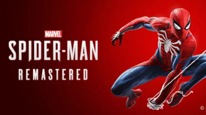 يتأرجح الرجل العنكبوت عبر أفق المدينة، مرتديًا بدلته الشهيرة باللونين الأحمر والأزرق، مع المباني في الخلفية.