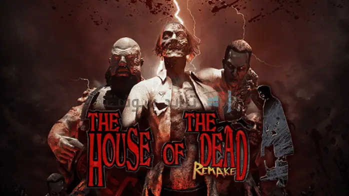 مشهد مظلم ومخيف من فيلم The House of the Dead، يضم زومبي وأجواء مسكونة في أجواء لعبة فيديو.