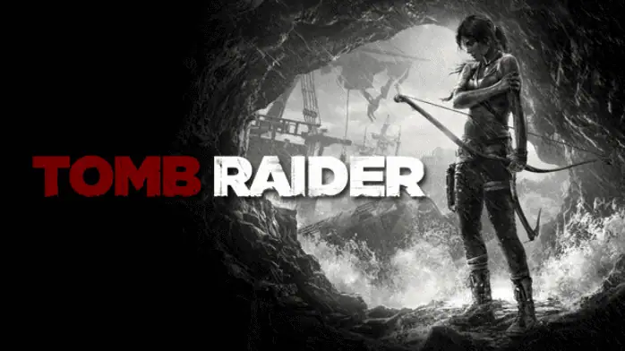 لقطة شاشة من تحميل لعبة Tomb Raider تظهر فيها بطلة اللعبة لارا كروفت وهي تستكشف بيئة الغابة الخصبة.