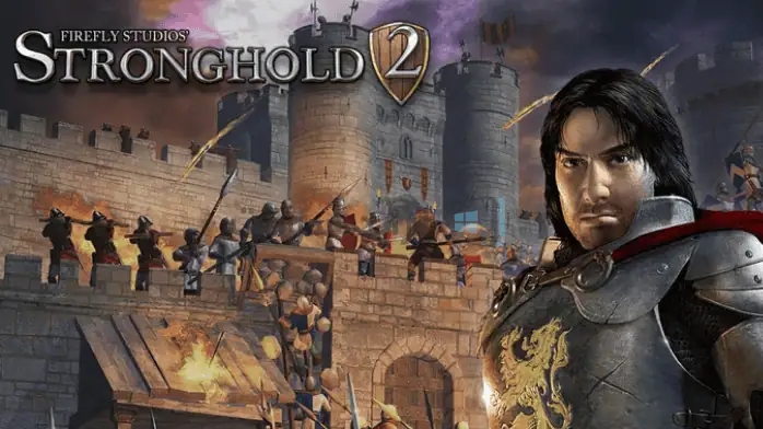 لقطة شاشة تحميل لعبة صلاح الدين 2، تظهر قلعة من العصور الوسطى تحت الحصار مع جنود ومعدات حصار.