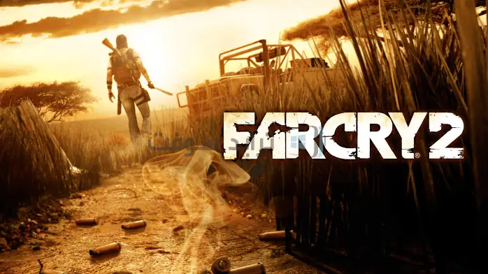 تحميل لعبة Far Cry 2 للكمبيوتر من ميديا فاير يظهر جنديًا في منطقة مزقتها الحرب مع غروب الشمس في الخلفية.