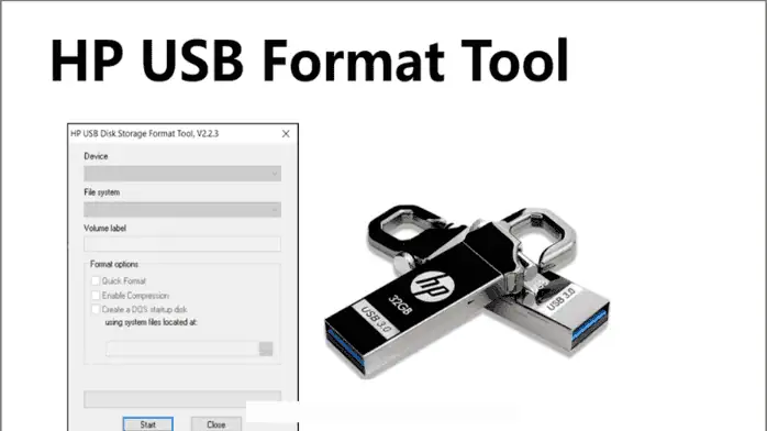 تعرض واجهة HP USB Disk Storage Format Tool خيارات تنسيق محركات أقراص USB.