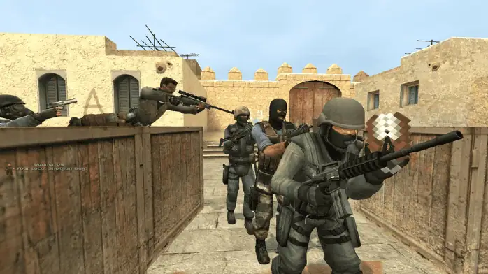 لقطة شاشة تحميل لعبة Counter Strike Source تتميز بالإثارة الشديدة والرسومات التفصيلية على واجهة الكمبيوتر الشخصي.