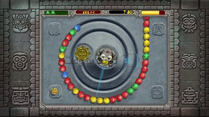 تحميل لعبة زوما القديمة مجانا 2006 على الكمبيوتر الشخصي، تتميز بالكرات الملونة وواجهة اللعب النابضة بالحياة والجذابة.