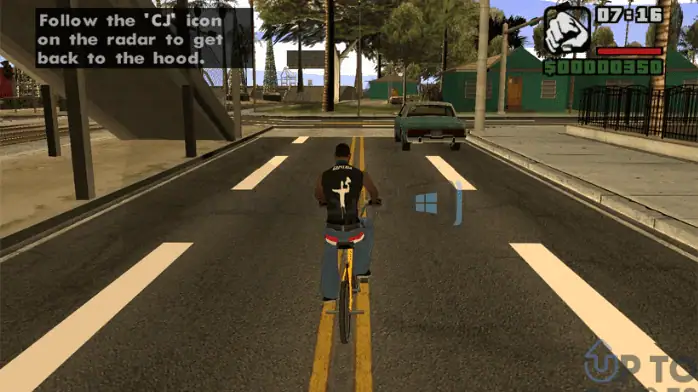 لقطة شاشة تحميل لعبة جاتا المصرية للكمبيوتر على جهاز كمبيوتر، تتميز بالمناظر الطبيعية الصحراوية والبيئات الحضرية.