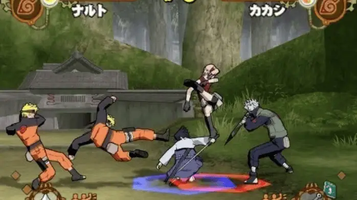 صورة غلاف لعبة Naruto Storm التي تحتوي على شخصيات نابضة بالحياة ومشاهد الحركة، مما يعزز التنزيل المجاني لمستخدمي الكمبيوتر الشخصي.