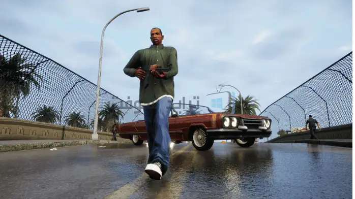 صورة ترويجية للعبة Grand Theft Auto 3 تظهر شعار اللعبة وخلفية منظر المدينة، مما يسلط الضوء على توفرها مجانًا على جهاز الكمبيوتر.