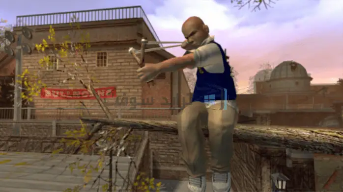 لقطة شاشة للعبة كمبيوتر بعنوان "Bully"، والتي تتضمن بيئة مدرسية بها طلاب وشخصية مؤذية.