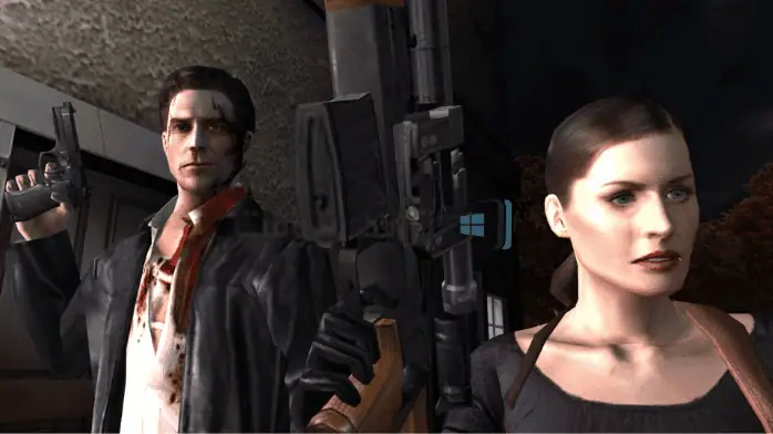 شاشة تنزيل Max Payne 2 تعرض رسومات اللعبة وروابط التنزيل المتاحة للأجهزة المختلفة.