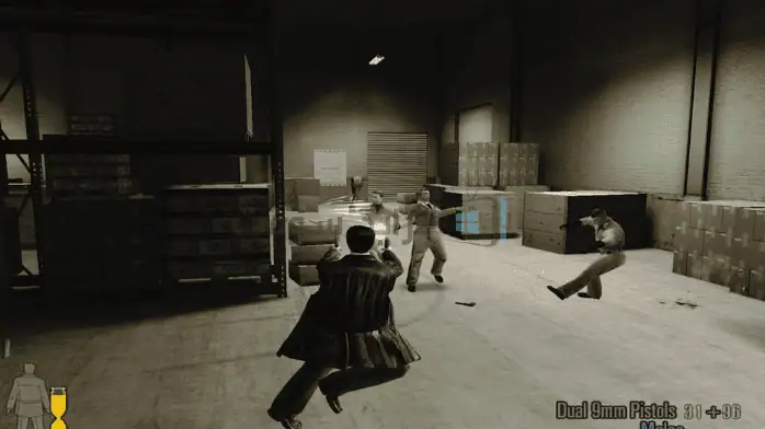 صورة ترويجية لـ Max Payne 2، تسلط الضوء على عرض التنزيل المجاني مع شعار اللعبة والمرئيات المليئة بالإثارة.